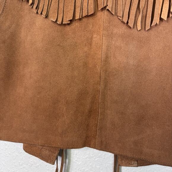 Vintage Suede Fringe Vest Womens Medium Western Leather Concho Tie Front USA - Picture 10 of 14